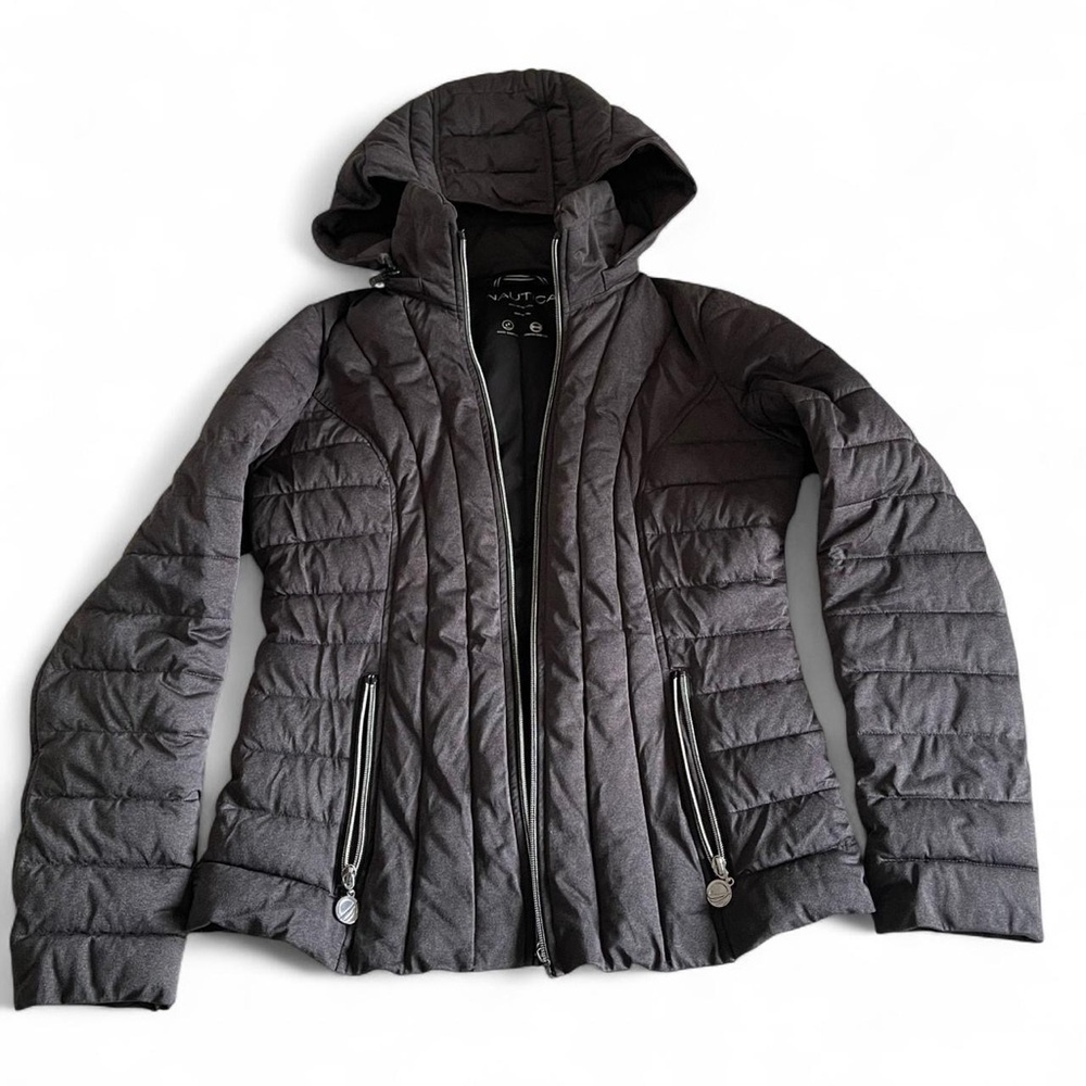 Nautica Women's Quilted Insulated Puffer Jacket Charcoal Grey Size Small